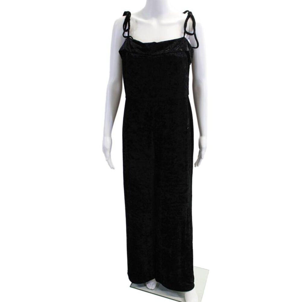 Bellevue Womens Velour Strap Zip Back Wide Leg Jumpsuit Black Size L